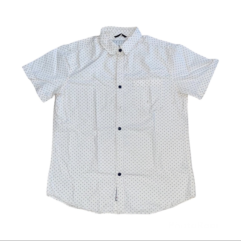 Cactus Button Down Shirt Mens size M Cotton short Sleeve Ivory